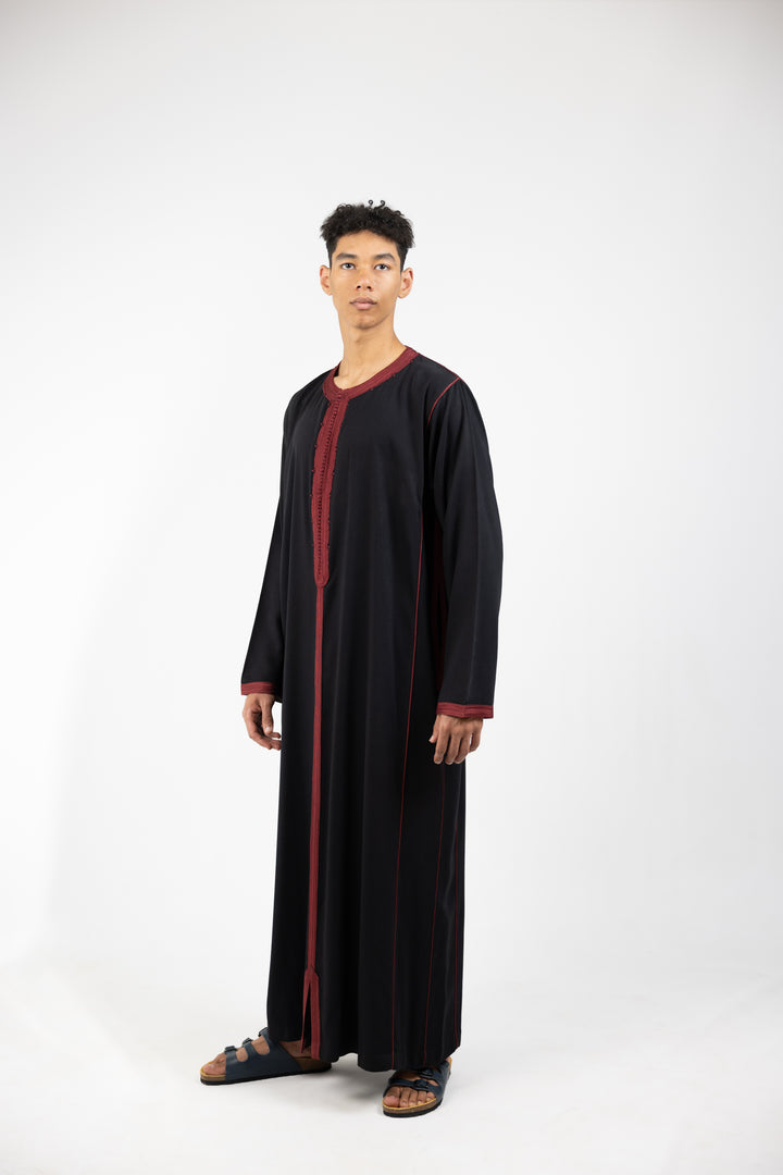 Caftan Men Fes Classic Black Burgundy